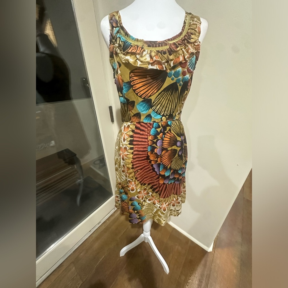 Peacock looking print dress